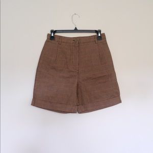 Brandy Melville Brown Plaid Pleated Shorts